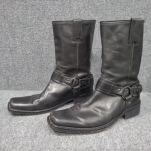 Kenneth Cole Harness Boots Men's Leather Black  Made In Italy Size 12 - Picture 1 of 16